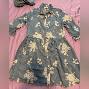 Floral Embroidered Denim Dress